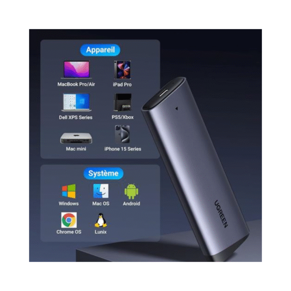 Boitier de Disque SSD M.2 NVME et NGFF Externe Type C – Image 3